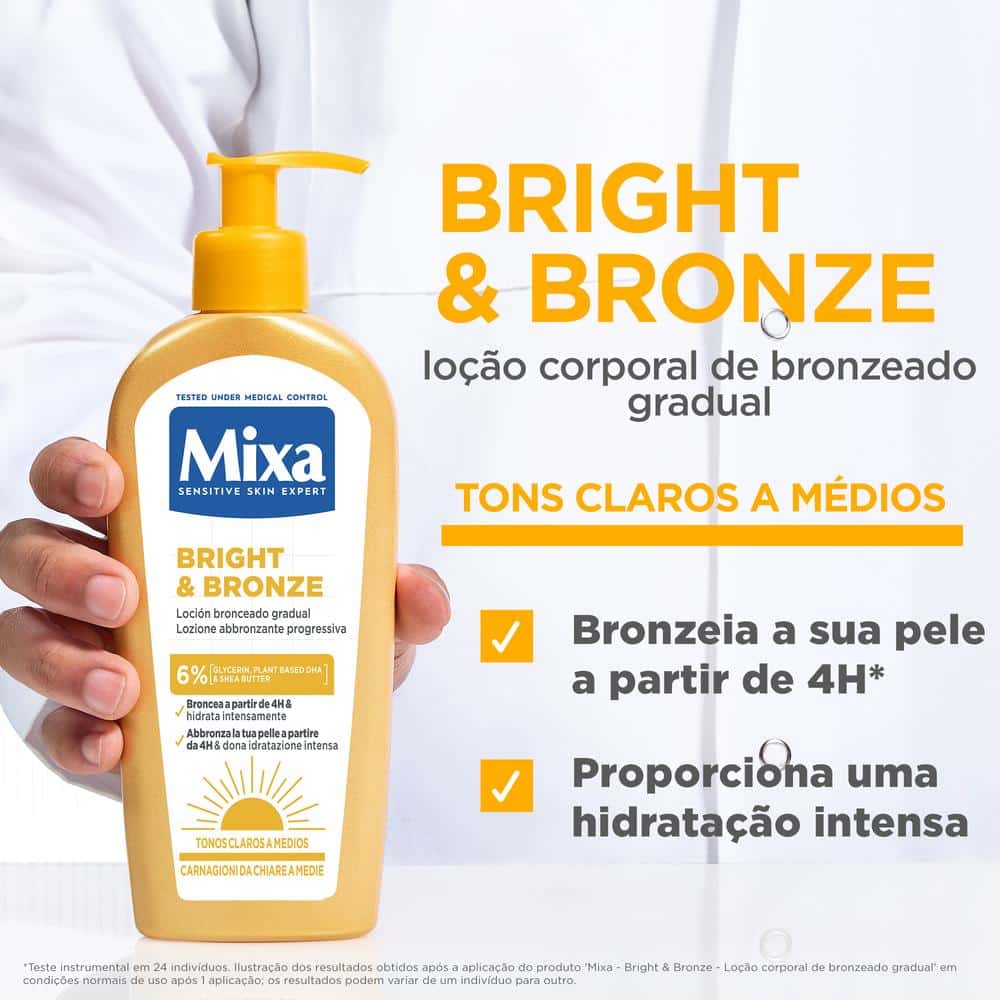 Loção hidratante iluminadora bronzeado gradual