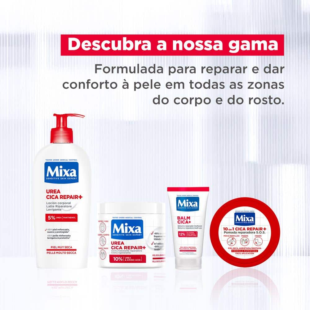Mixa Bálsamo reparador multiusos para pele seca e fragilizada.